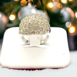 Vintage Park Lane Domed Silver & Crystal Ring